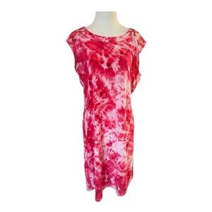 Calvin Klein Pink Tie-Dye Dress SZ M Sleeveless Casual Summer Dress